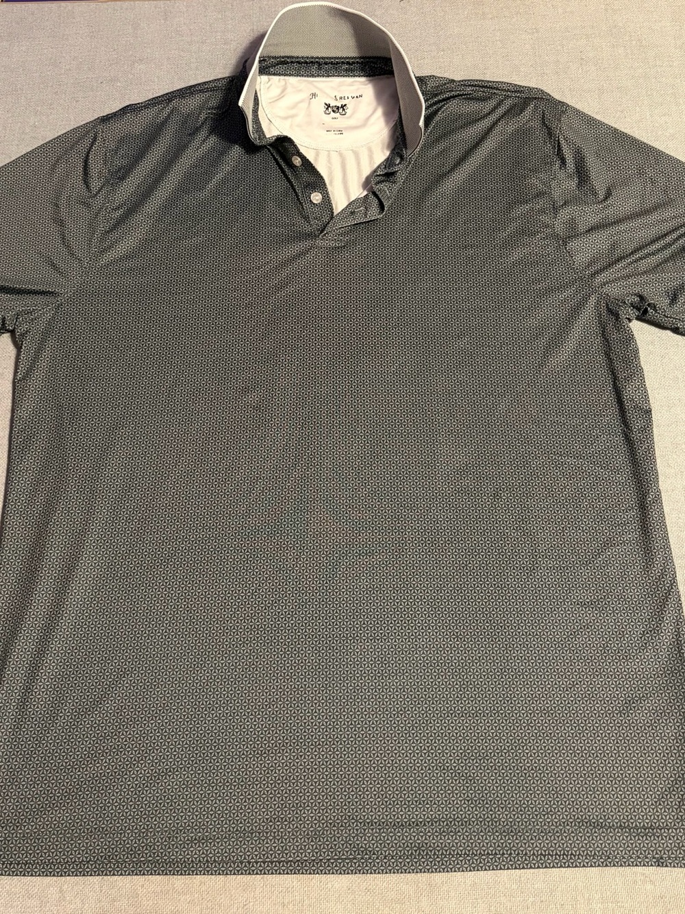 Hickey Freeman Men's Black & White Micro-Pattern Polo